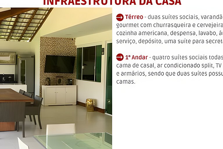 Casa 5 Suítes Guarajuba, Cond. Paraíso do Mar (50m da Praia)